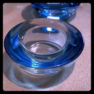 Blue Glass Tealight Candle Holders - Set of 8